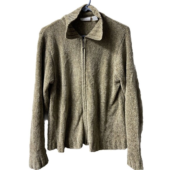 Croft & Barrow  Sweater Womens M Tan Soft Full Zip Mock Neck Cardigan - Picture 1 of 7